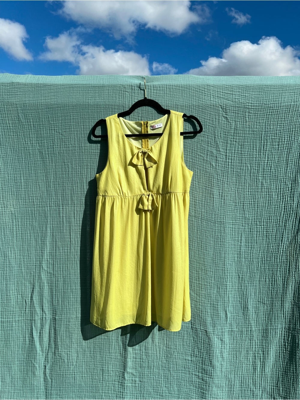 Chartreuse Babydoll Y2K Vintage Sleeveless Mini Dress